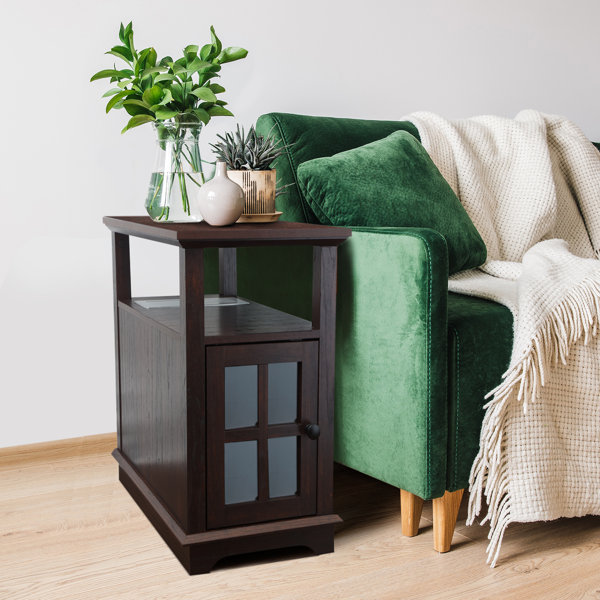 Red Barrel Studio® Boxley Tray Top Frame End Table and BuiltIn Outlets